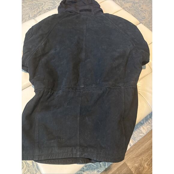 Villa Classico Vintage Heavy Black Suede Coat W/hood. Men’s. L - Picture 9 of 11